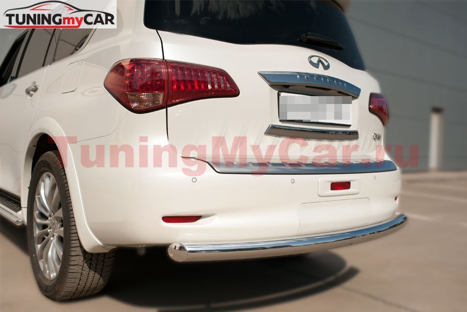 Защита заднего бампера D76 (дуга) для Infiniti QX80 2014-2017