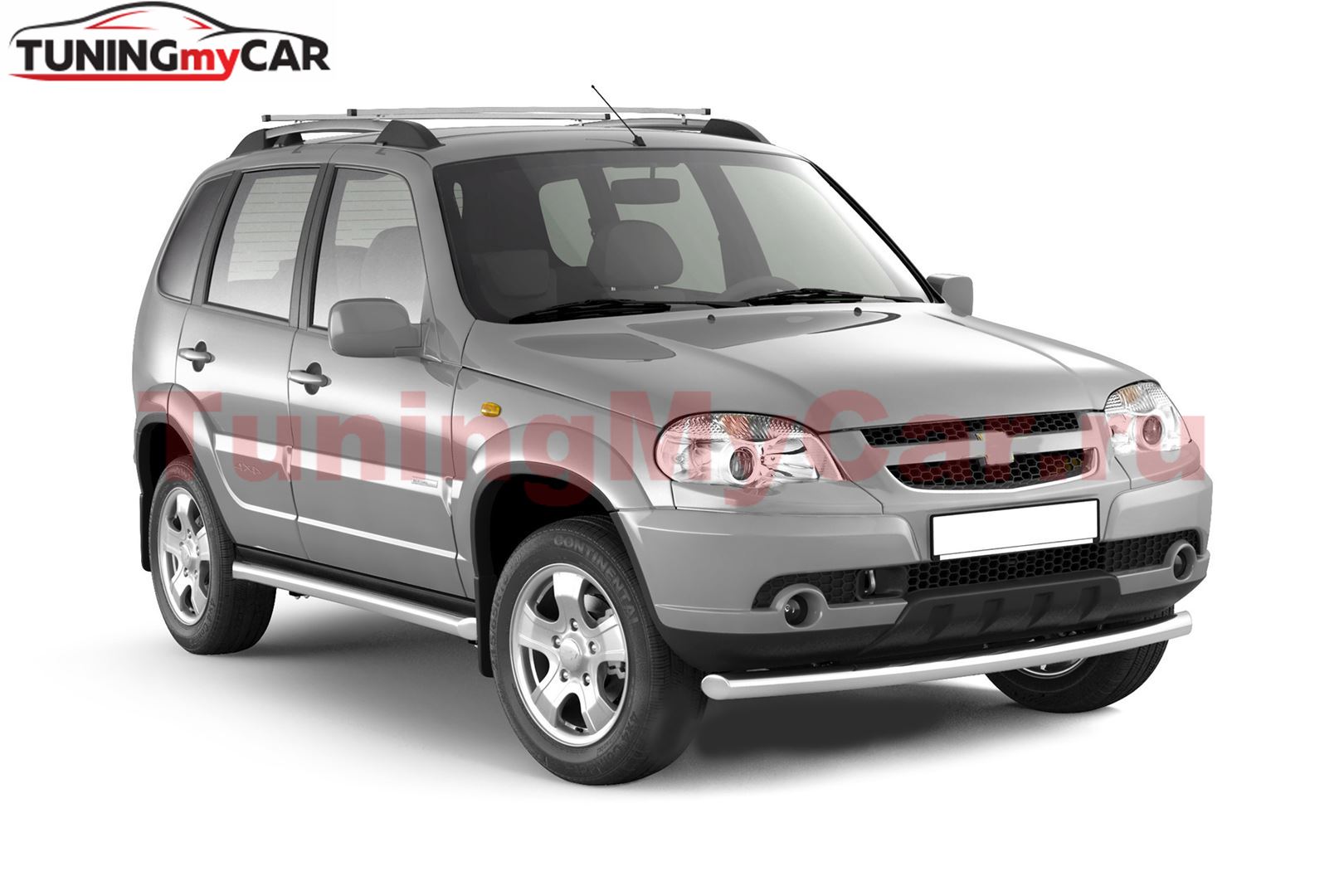 Рейлинги с поперечинами проф.1,35 (Серебристый муар) "Усиленные" CHEVROLET Niva 2002-2020 / LADA Niva 2020- / LADA NIVA Travel 2021-
