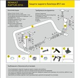 Защита заднего бампера 51 мм "Волна" (НПС) Renault Kaptur 2016-2020