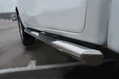 Пороги труба d76 с накладкой (вариант 1) для Toyota Hilux Black Onyx 2020-