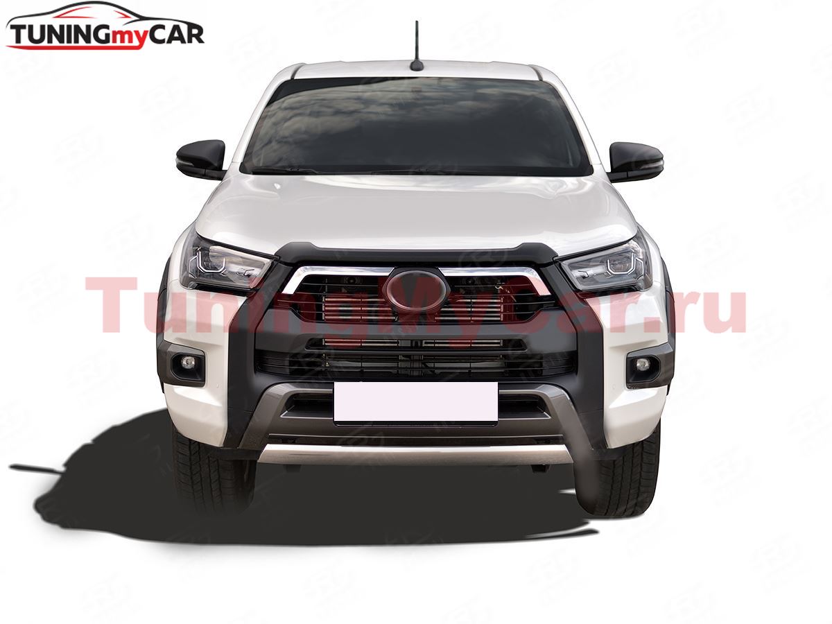 Защита переднего бампера d75х42 дуга для Toyota Hilux Black Onyx 2020-