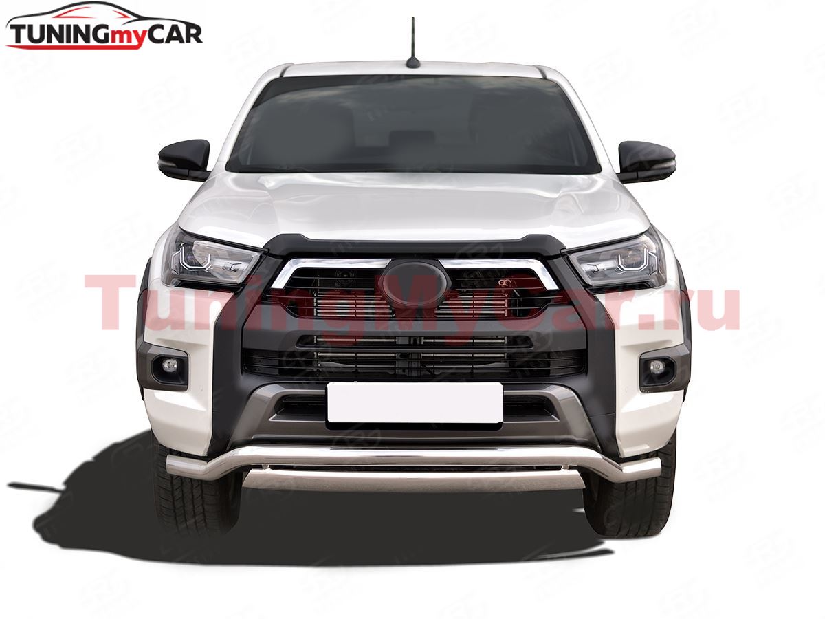 Защита переднего бампера d63 волна-d75х42 дуга для Toyota Hilux Black Onyx 2020-