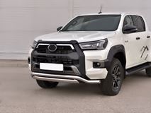 Защита переднего бампера d63 волна-d75х42 дуга для Toyota Hilux Black Onyx 2020-