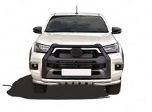 Защита переднего бампера d63 секции-d63 уголки+клыки для Toyota Hilux Black Onyx 2020-