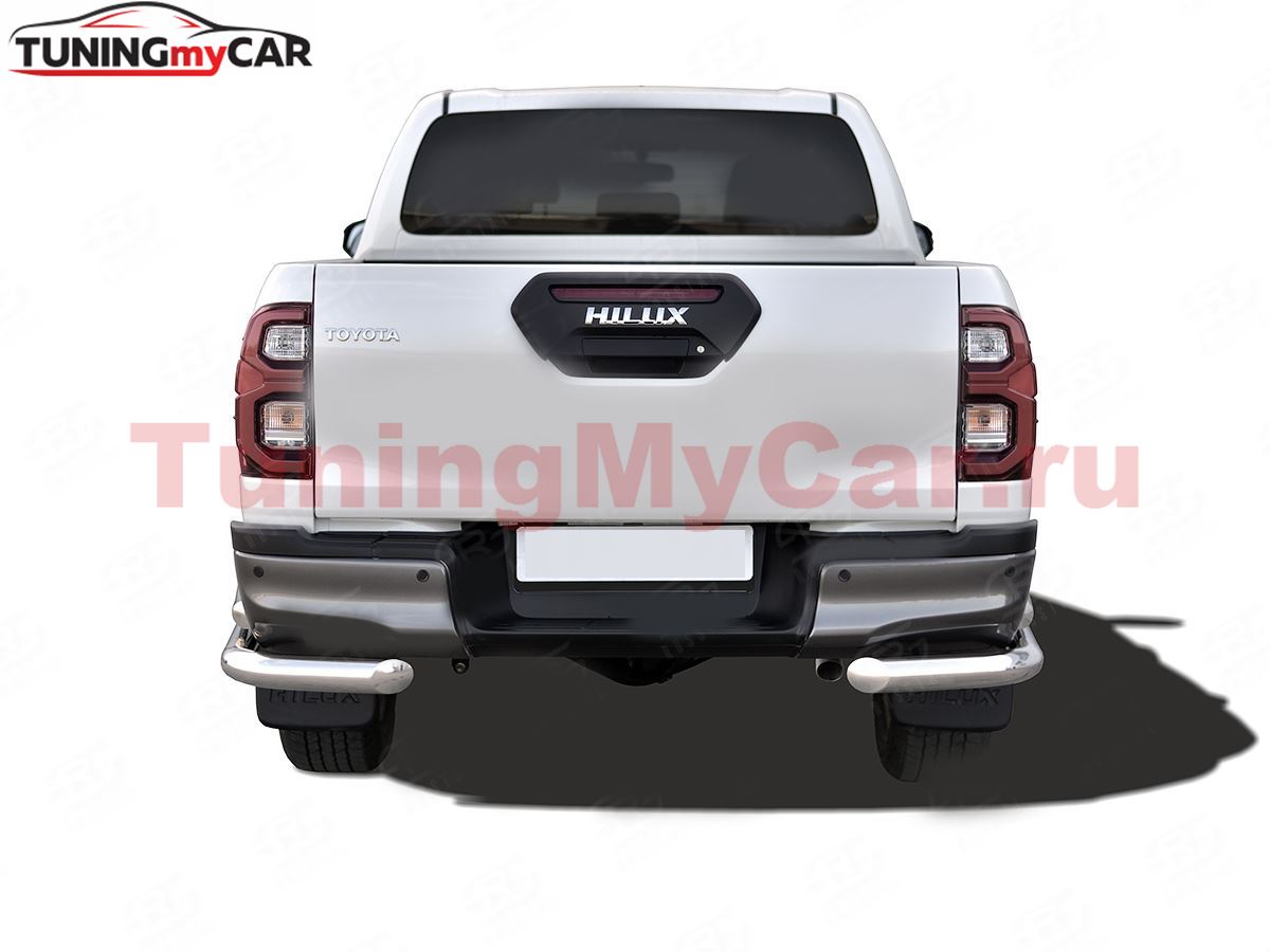 Защита заднего бампера уголки d76 секции-d63 прямая для Toyota Hilux Black Onyx 2020-