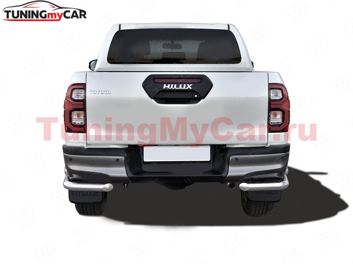 Защита заднего бампера уголки d63 секции-d63 прямая для Toyota Hilux Black Onyx 2020-