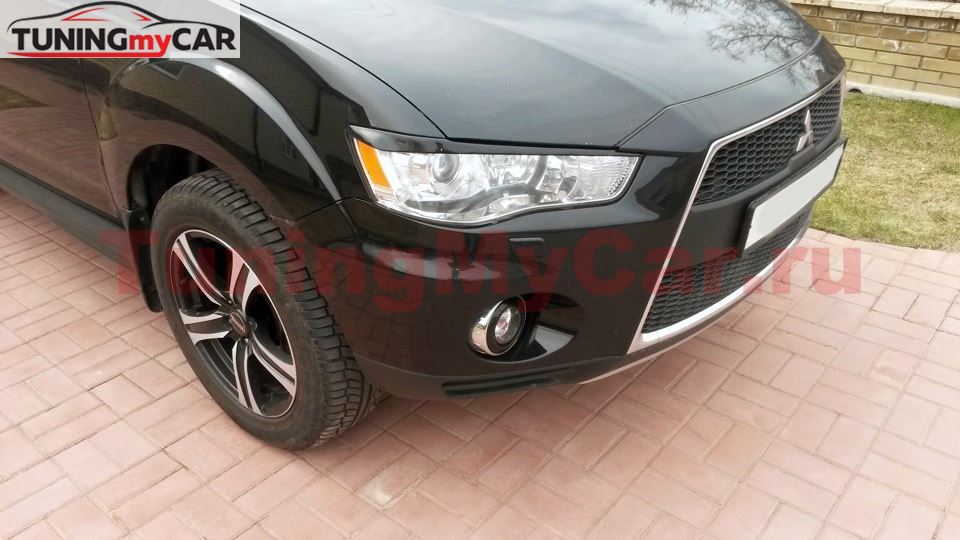 Реснички на фары для Mitsubishi Outlander 2009-2012 рестайлинг