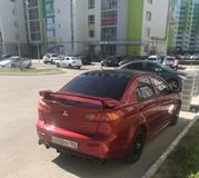 Накладка на задний бампер диффузор ПОД ОДНУ ТРУБУ Mitsubishi Lancer 10