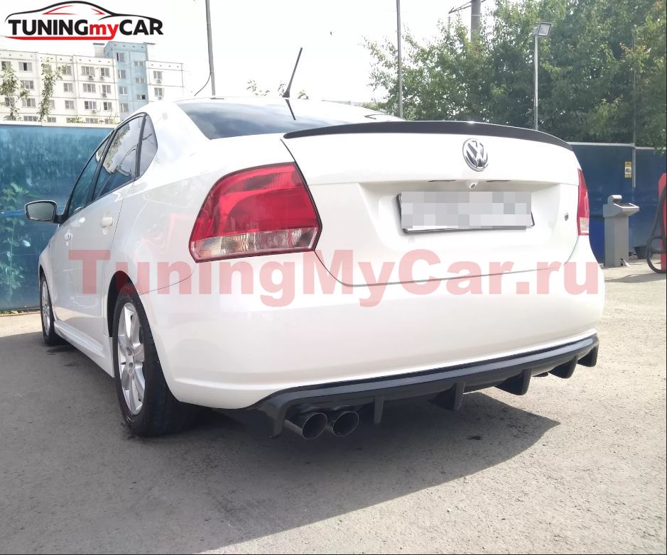Диффузор накладка на задний бампер для Volkswagen Polo 2008-2019