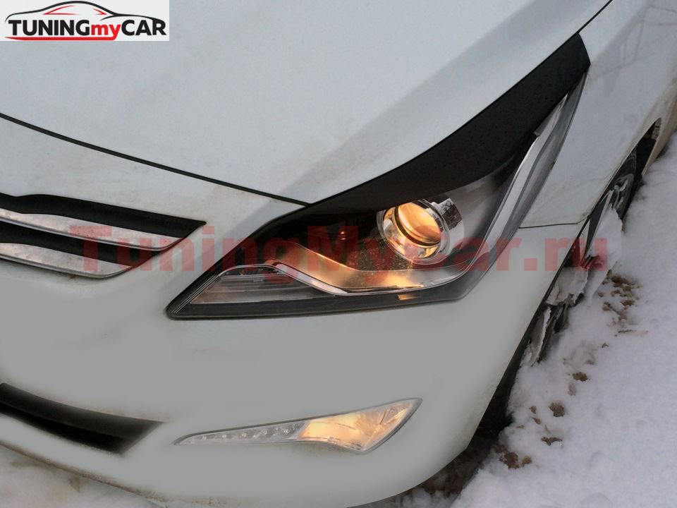 Реснички (накладки) на фары Hyundai Solaris 2014-2017 рестайл