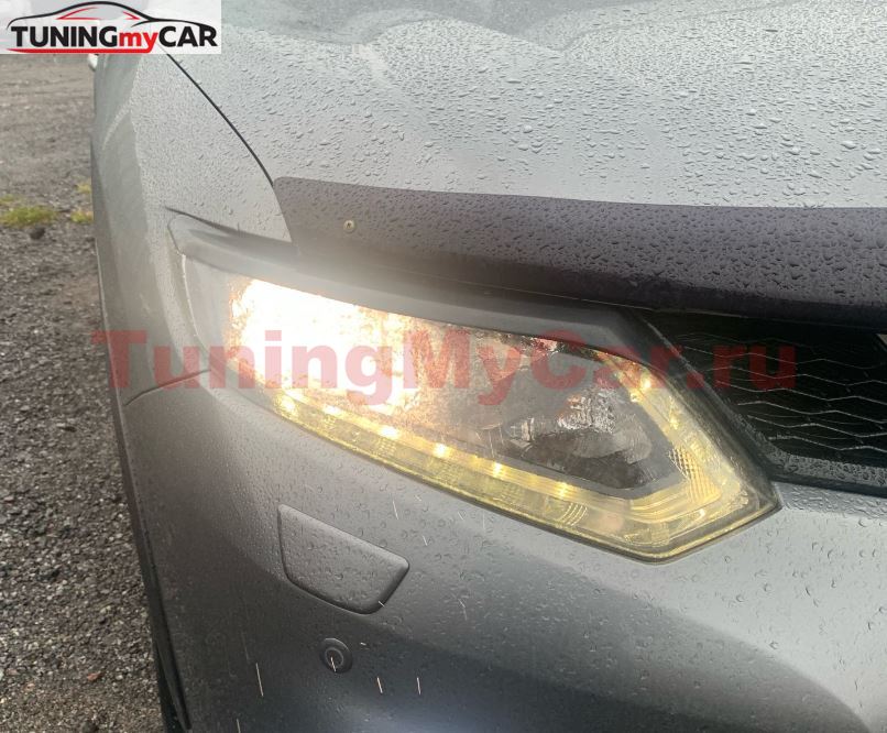 Накладки на передние фары (реснички) Nissan X-trail 2013-2019 (Т32) дорестайлинг
