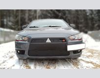 Зимняя заглушка решетки переднего бампера Mitsubishi Lancer X 2007-2010