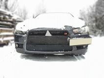 Зимняя заглушка решетки переднего бампера Mitsubishi Lancer X 2007-2010