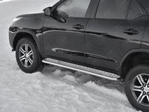 Пороги труба d42 с листом (Лист алюм, проф.сталь) (вариант 2) Toyota Fortuner 2020- 