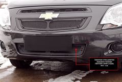 Защитная сетка и заглушка решетки переднего бампера Chevrolet Cobalt (седан) 2013-2015