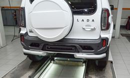 Защита заднего бампера угловая d63 мм ИСКРА (ППК) LADA NIVA Travel 2021-/LADA NIVA 2020-/CHEVROLET Niva 2009-2020