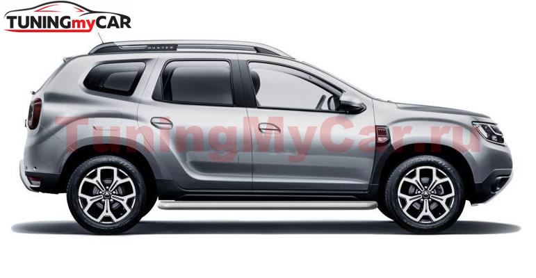 Защита порогов с алюм. площадкой d51 мм ИСКРА (ППК) Renault Duster 2021-
