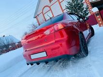 Накладка на задний бампер диффузор ПОД ОДНУ ТРУБУ Mitsubishi Lancer 10