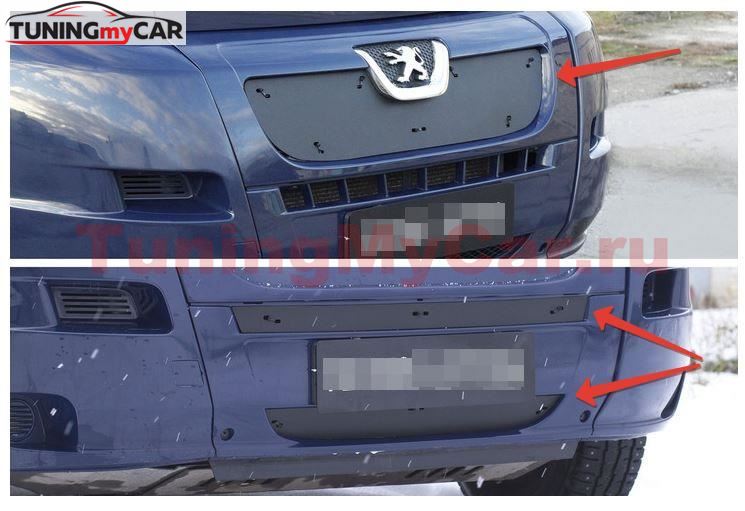 Зимняя заглушка решетки радиатора и переднего бампера Peugeot Boxer шасси 2006-2013, Boxer 2006-2013 (250 кузов)