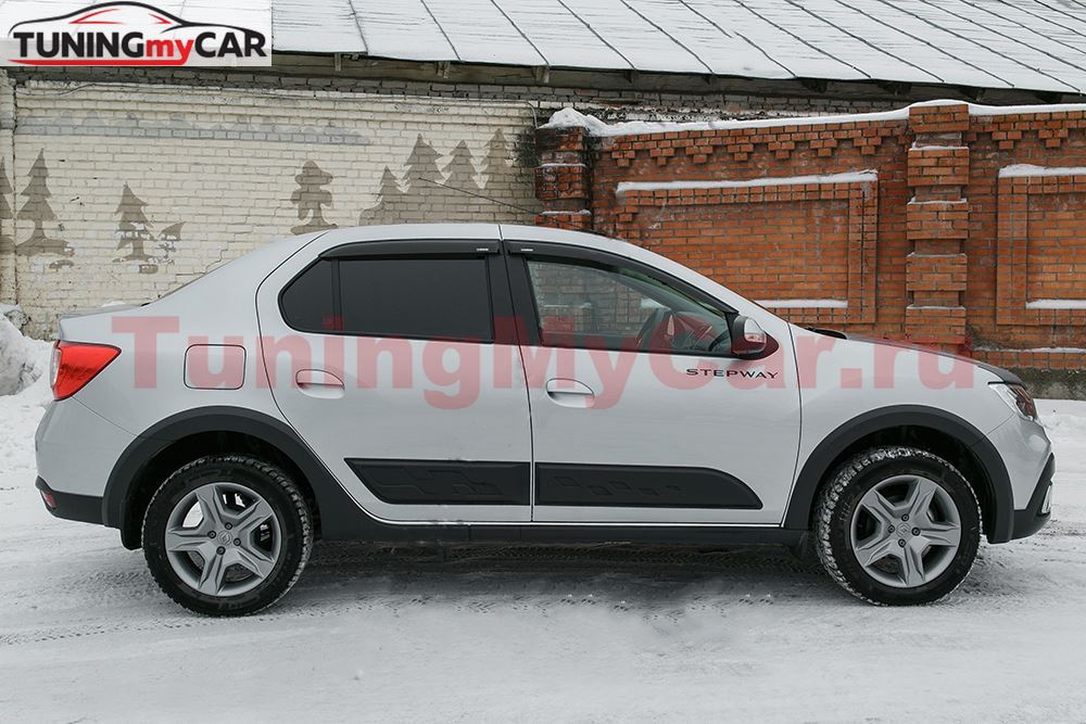 Молдинги на двери широкие ПОД ПОКРАСКУ Renault Logan 2014-, Renault Logan II Stepway 2018- (рестайлинг)