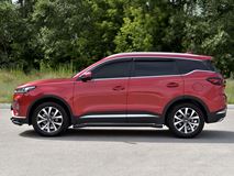 Пороги труба d63 секции (вариант 3) black для Chery Tiggo 7 PRO 2020-
