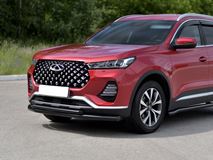 Защита переднего бампера d63 секции-d42 дуга black для Chery Tiggo 7 PRO 2020-
