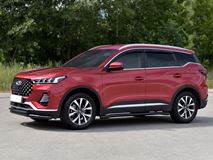 Защита переднего бампера d63 секции-d42 дуга black для Chery Tiggo 7 PRO 2020-