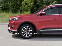 Защита переднего бампера d63 секции-d42 дуга black для Chery Tiggo 7 PRO 2020-