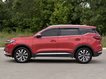 Пороги труба d42 с листом (лист нерж, проф. нерж) (вариант 3) для Chery Tiggo 7 PRO 2020-