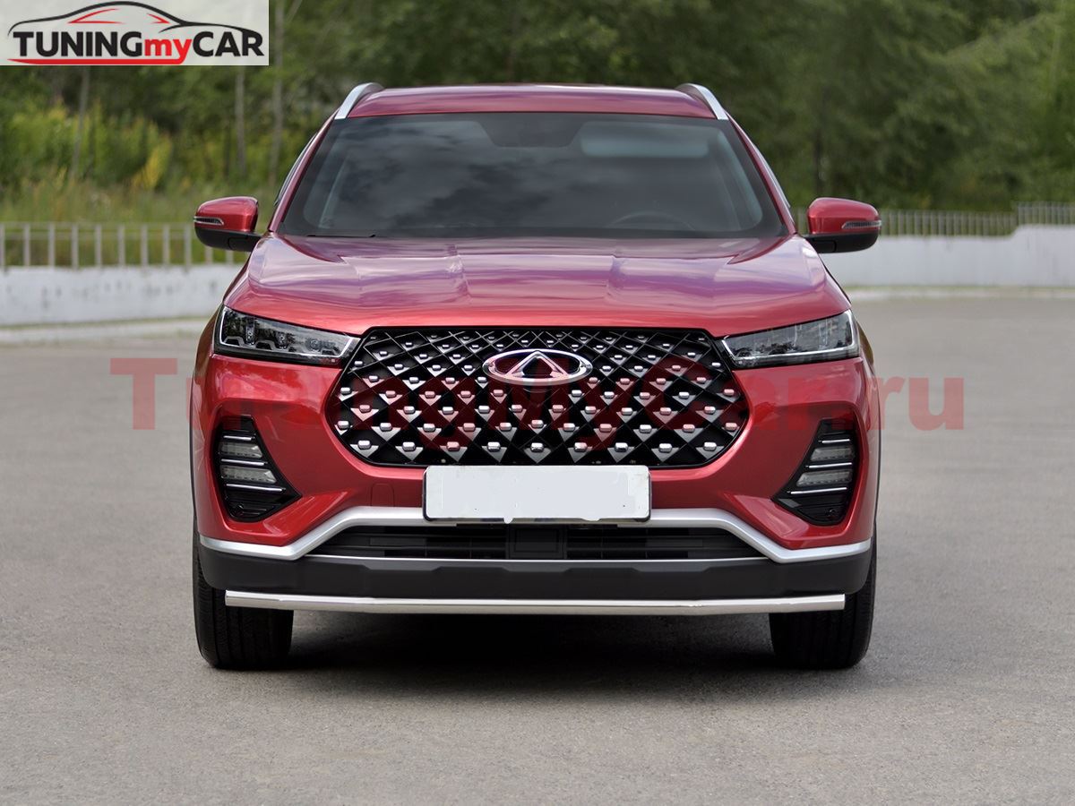 Защита переднего бампера d42 секции для Chery Tiggo 7 PRO 2020-