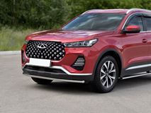 Защита переднего бампера d42 секции для Chery Tiggo 7 PRO 2020-  
