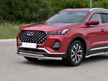 Защита переднего бампера d63 секции-d42 дуга для Chery Tiggo 7 PRO 2020-  