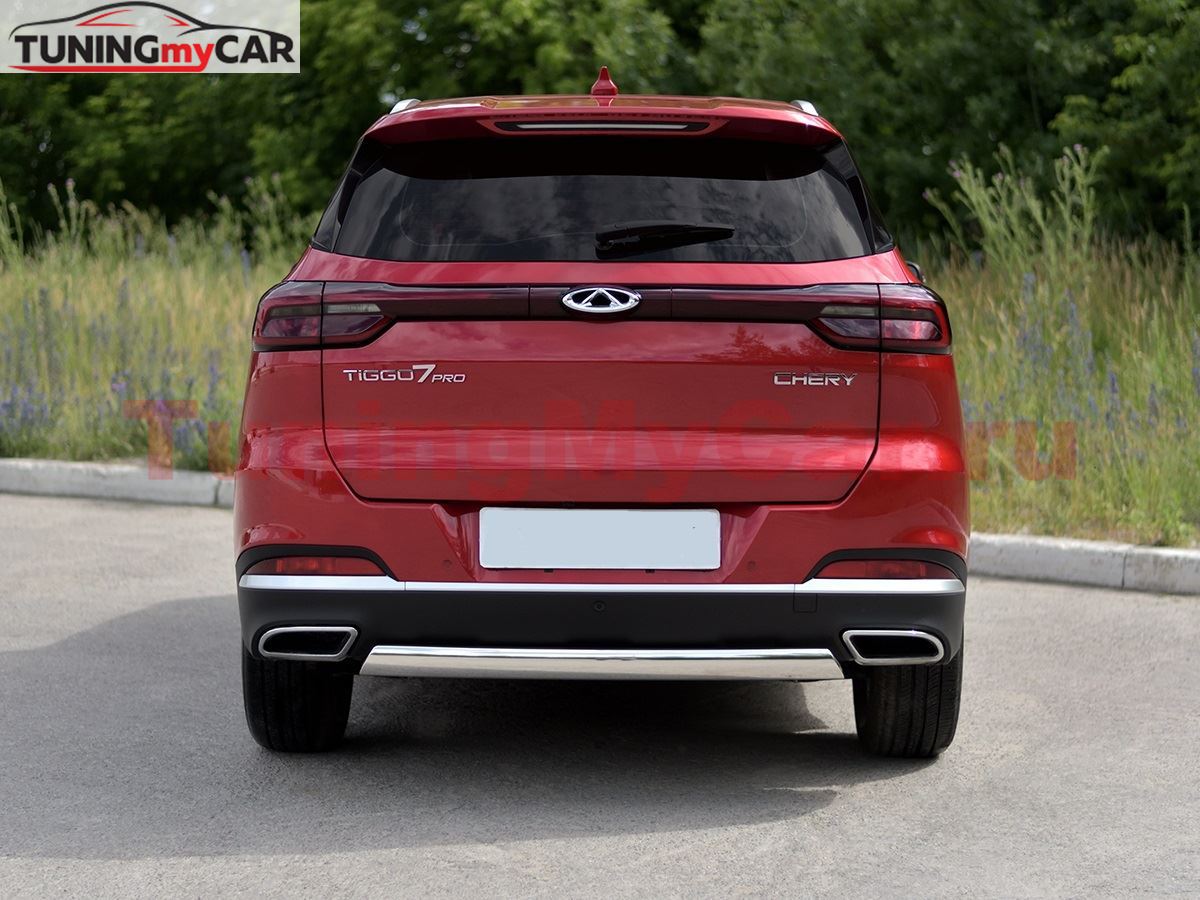 Защита заднего бампера 75х42 дуга для Chery Tiggo 7 PRO 2020-