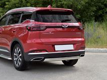 Защита заднего бампера 75х42 дуга для Chery Tiggo 7 PRO 2020-  