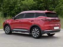 Защита заднего бампера 75х42 дуга для Chery Tiggo 7 PRO 2020-  