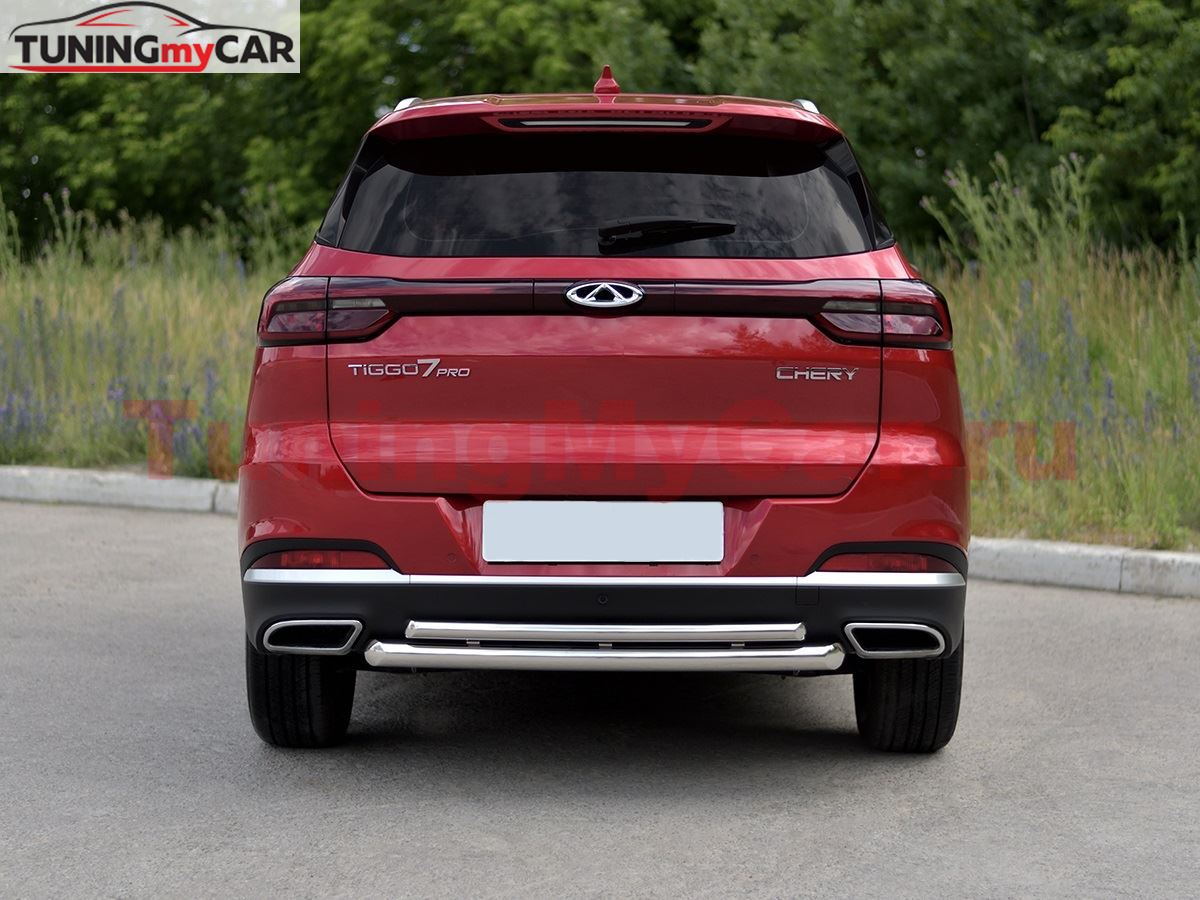 Защита заднего бампера d63 дуга-d42 дуга для Chery Tiggo 7 PRO 2020-