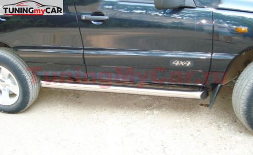 Пороги труба d63 (вариант 1) для Chevrolet Niva Bertone 2009-2020