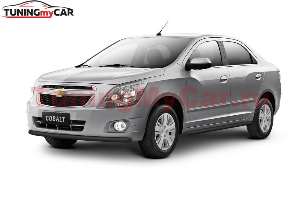 Защита порогов Ø38мм ШАГРЕНЬ (ППК) CHEVROLET Cobalt 2019-