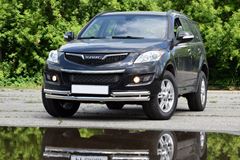Защита переднего бампера двойная с углами Ø63/51мм (НПС) HAVAL H5 2020-