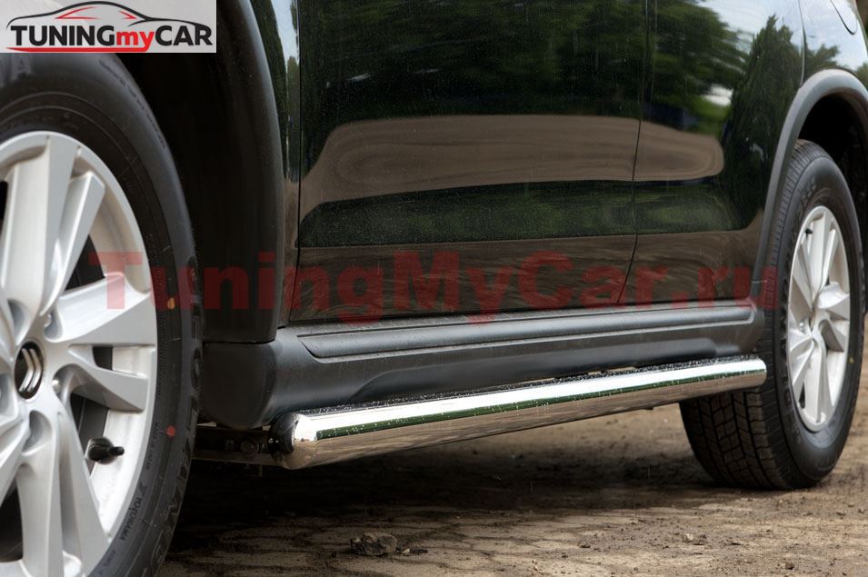 Пороги труба d76 (вариант 3) для Citroen C-Crosser 2007-2013