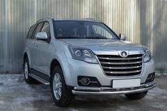 Пороги труба d42 с листом(Лист алюм.проф.сталь)(Вариан2) для Great Wall Hover H3 2014-2016 