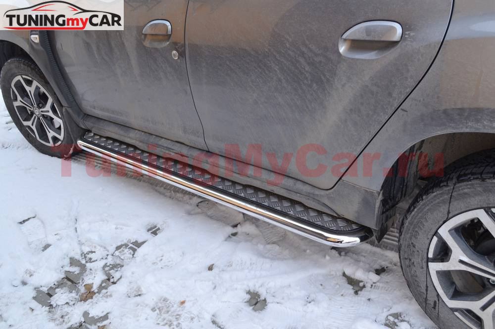 Защита порогов с алюм. площадкой Ø51 мм (НПС) RENAULT Duster 2021-