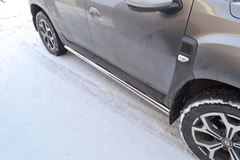 Защита порогов прямая Ø63 мм (НПС) RENAULT Duster 2021-