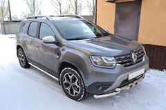 Защита порогов прямая Ø63 мм (НПС) RENAULT Duster 2021-