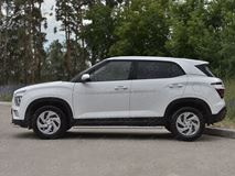 Пороги труба 75х42 овал с проступью для Hyundai Creta 2021-