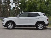 Пороги труба d76 с накладкой (вариант 1) для Hyundai Creta 2021-