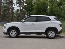 Пороги труба d76 с накладкой (вариант 2) для Hyundai Creta 2021-