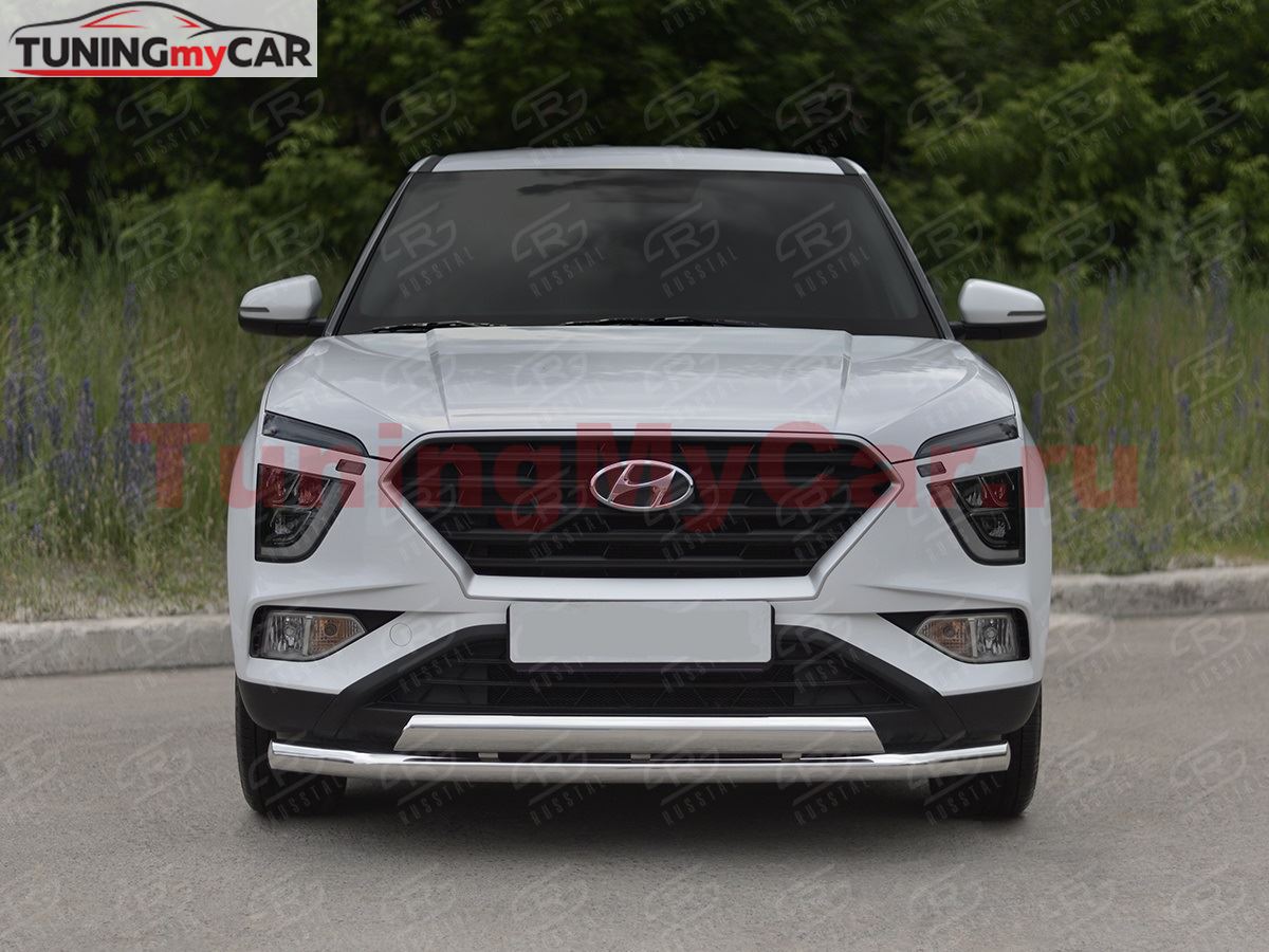 Защита переднего бампера d63 секции-d75x42 дуга для Hyundai Creta 2021+