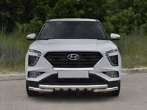 Защита переднего бампера d63 секции-d63 уголки+клыки  для Hyundai Creta 2021-