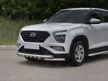 Защита переднего бампера d63 секции-d63 уголки+клыки  для Hyundai Creta 2021-